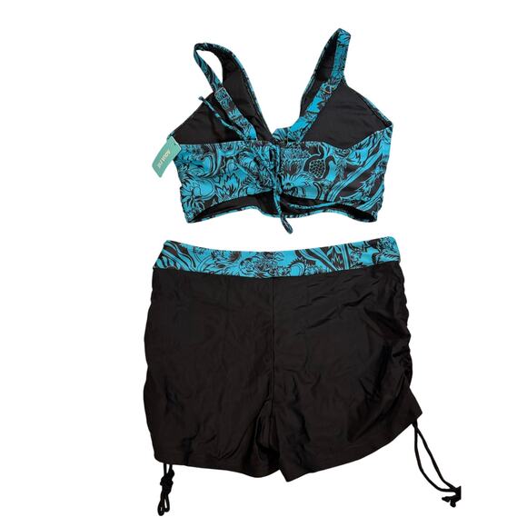 NWT Aqua Eve Boy Short Bikini XL Blue Black Paisley - Picture 2 of 8
